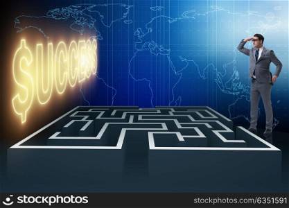 Man facing the maze in business concept