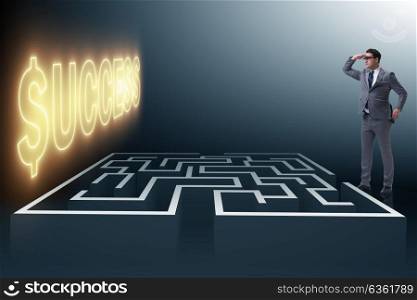Man facing the maze in business concept