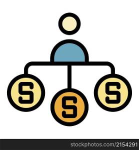 Man financial connection icon. Outline man financial connection vector icon color flat isolated. Man financial connection icon color outline vector