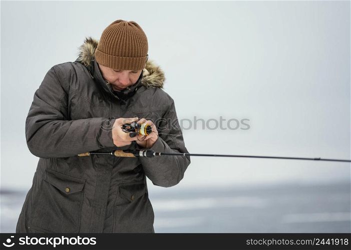 man fishing with special equipment 3