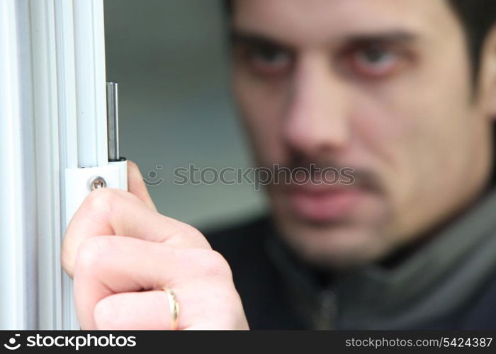 Man fitting new upvc windows