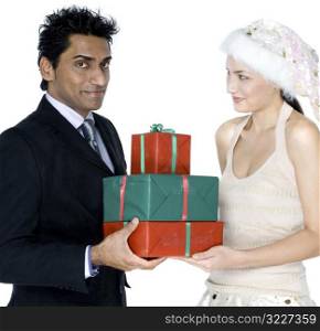 Man Getting Gifts