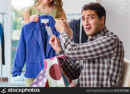 Man getting into debt due to shopping