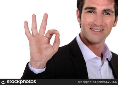 Man giving the a-ok hand gesture