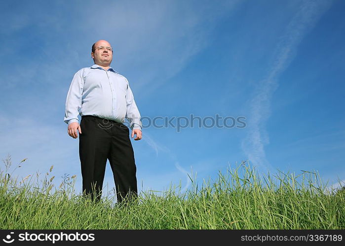 man glasses grass