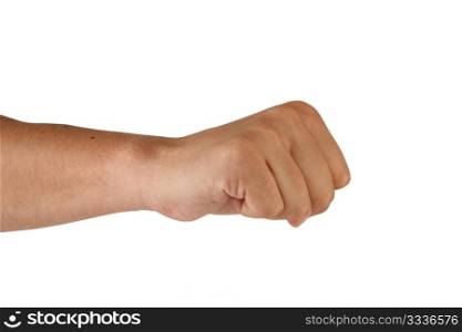 man hand fist isolated on white background
