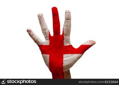 man hand fist painted country flag of england