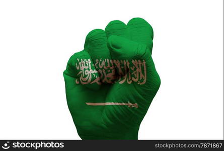 man hand fist painted country flag of saudi arabia