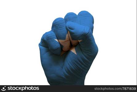 man hand fist painted country flag of somalia