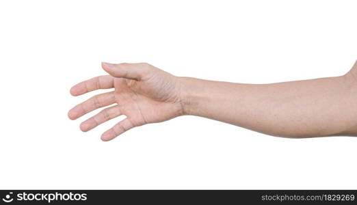 Man hand isolated on white background with clipping path.