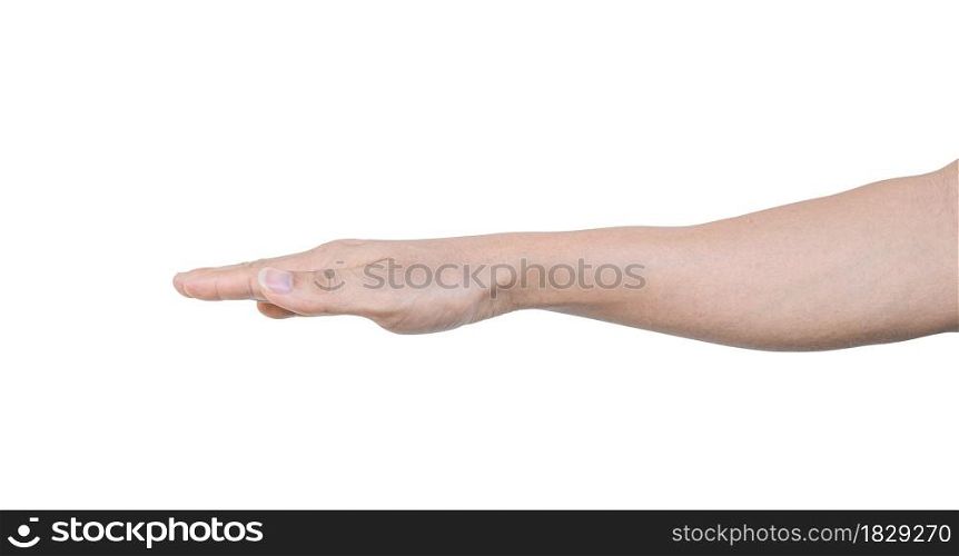 Man hand isolated on white background with clipping path.
