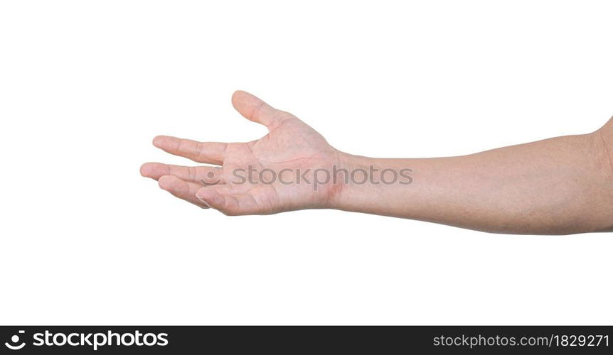 Man hand isolated on white background with clipping path.