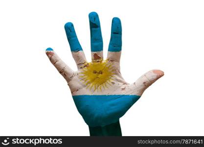 man hand palm painted flag of argentina