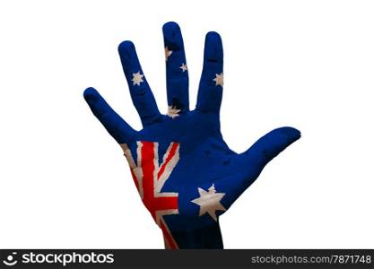 man hand palm painted flag of australia