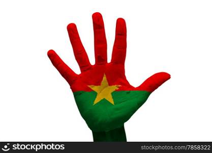 man hand palm painted flag of burkina faso