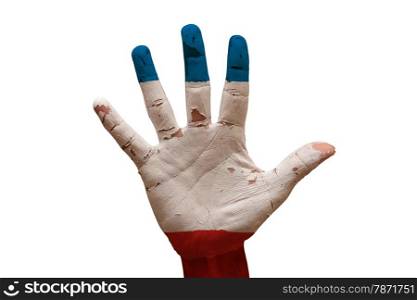 man hand palm painted flag of crimea