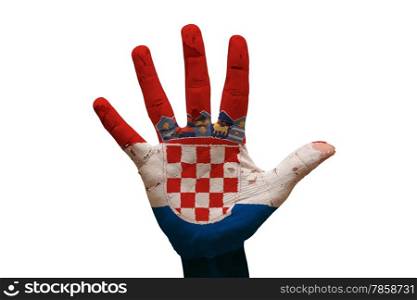 man hand palm painted flag of croatia