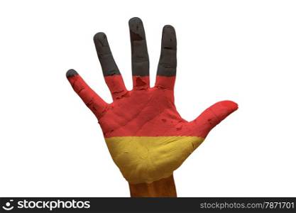 man hand palm painted flag of germany