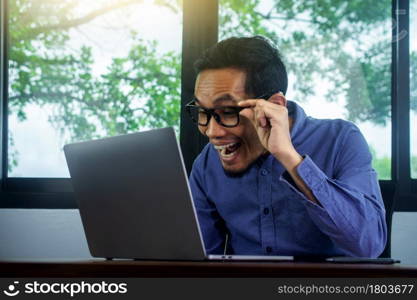 Man happy excited profit trading online, Businessman using computer happy so excited profit business