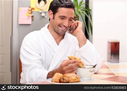 man having breakfast