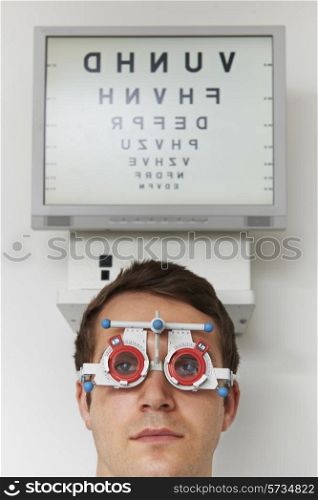 Man Having Sight Test At Optometrist