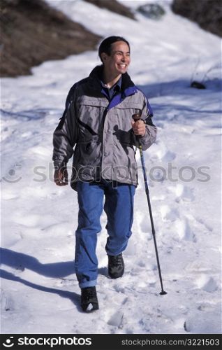 Man Hiking in the Snow