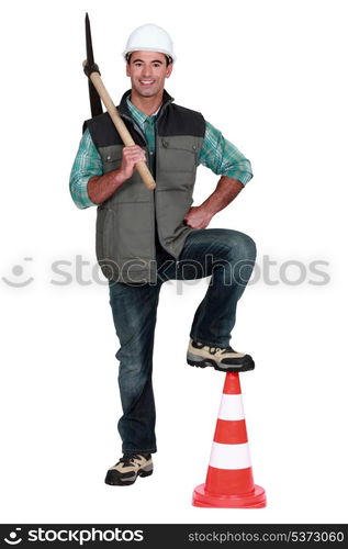 Man holding a pickaxe