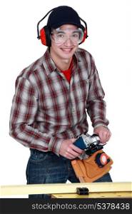 Man holding a power tool