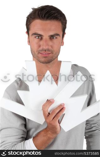 man holding a WWW sign