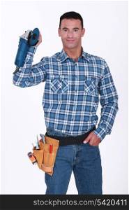 Man holding an angle grinder