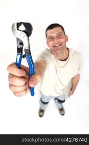 Man holding end-cutting pliers