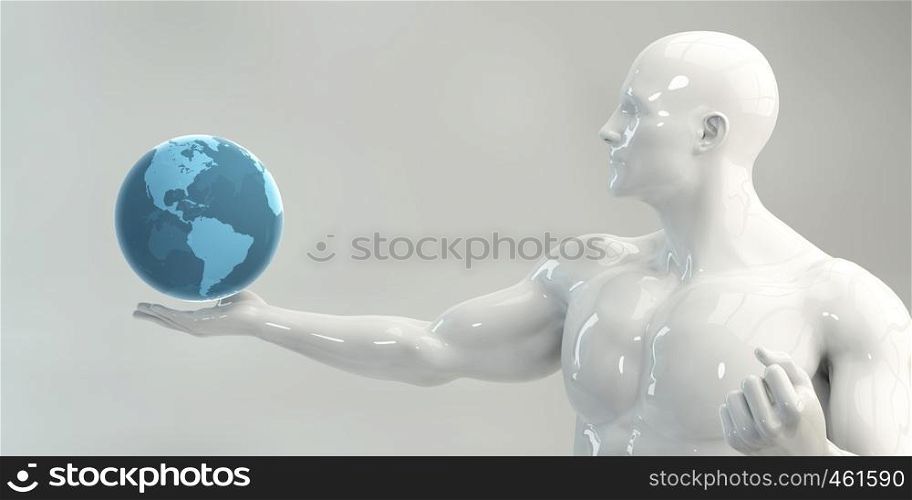Man Holding Globe Futuristic Successful Business Concept. Man Holding Globe