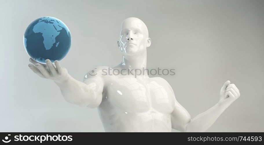 Man Holding Globe Futuristic Successful Business Concept. Man Holding Globe