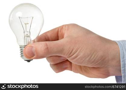 man holding light bulb in his hand - creativity concept