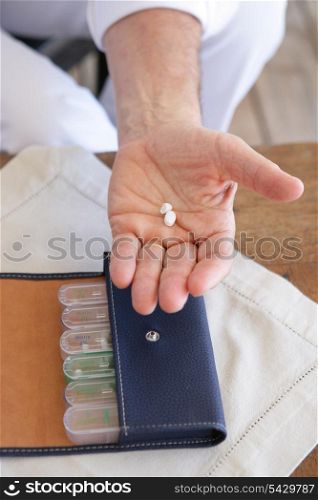 Man holding medicine