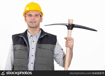 Man holding pick-axe