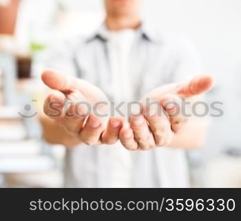 Man holding something in his hands