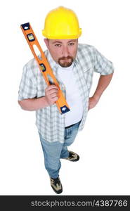 Man holding spirit level