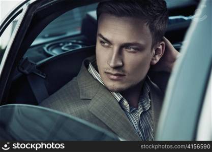 Man in a car.