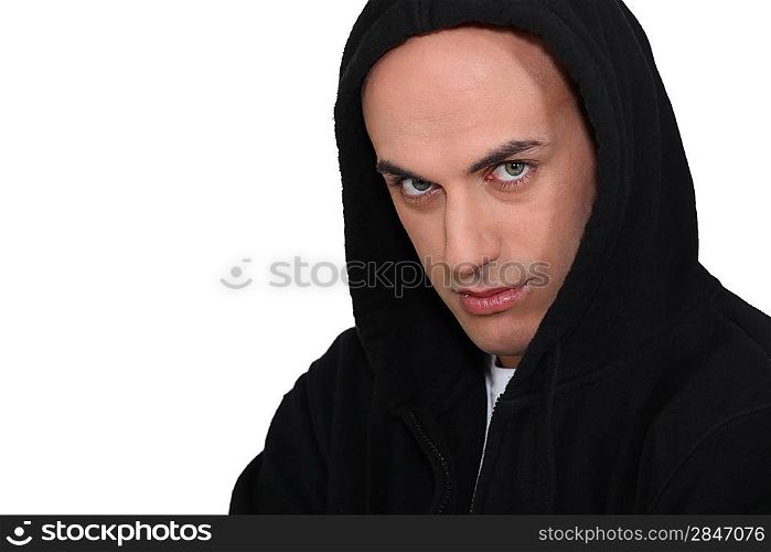 Man in a hooded jumper