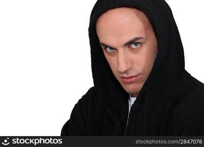 Man in a hooded jumper