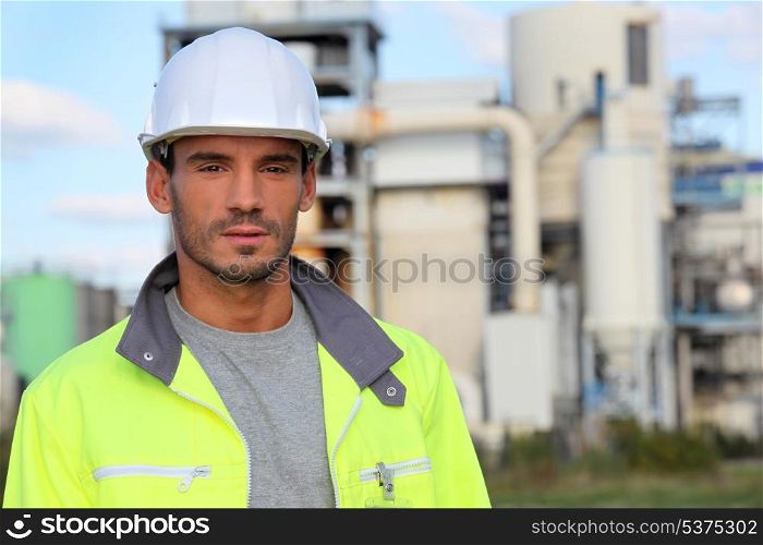 Man in a reflective jacket on site