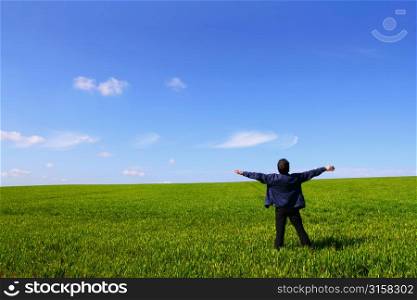 Man in an empty field
