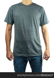 man in blank  t-shirt design mockup white background