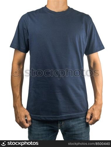 man in blank  t-shirt design mockup white background