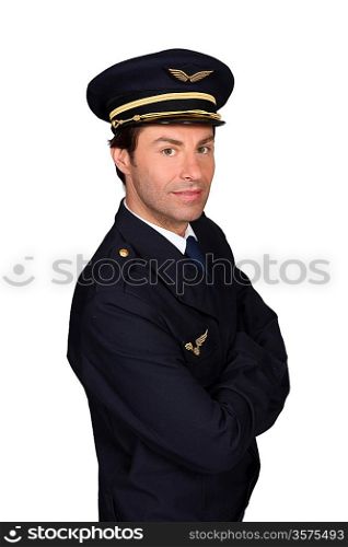 Man in Captain&acute;s outfit