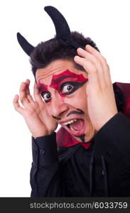 Man in devil costume in halloween concept