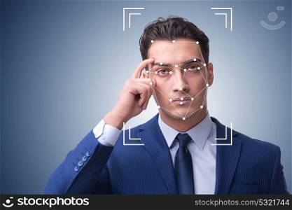 Man in face recognition concept