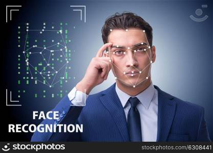 Man in face recognition concept