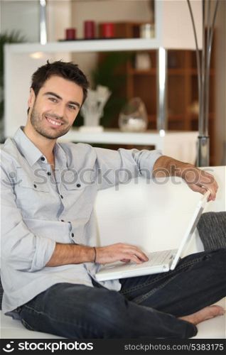 Man in front of computer